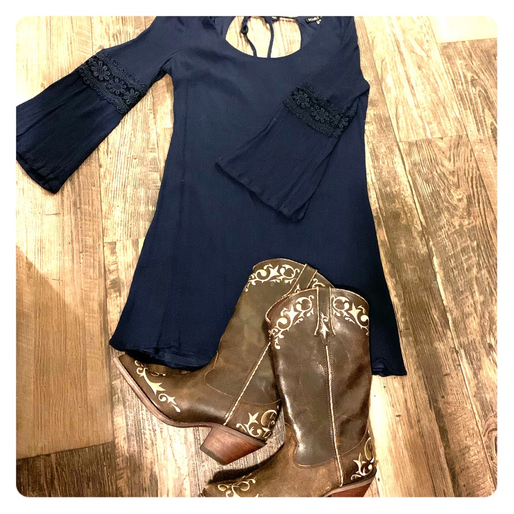 Long sleeve navy dress